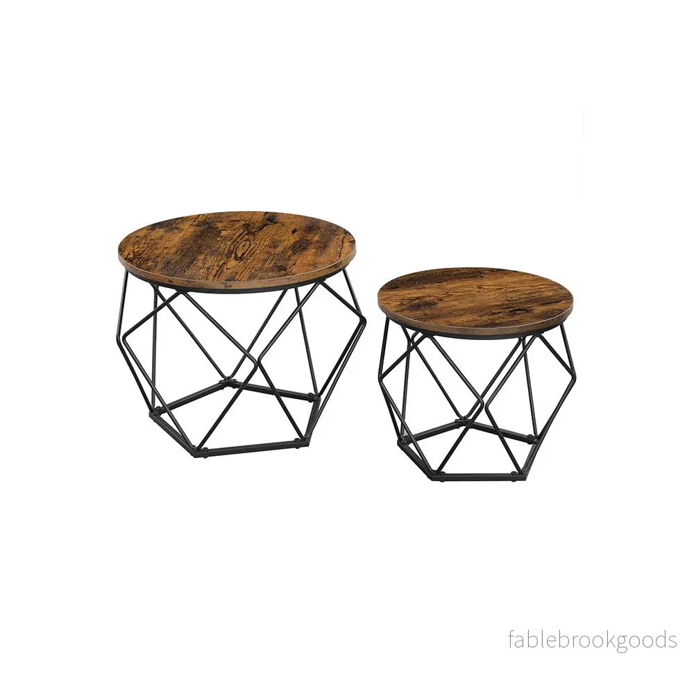 Soffbord – Set om 2 – Industriell – Vintage brun/svart Soffbord – Set om 2 – Industriell – Vintage brun/svart
