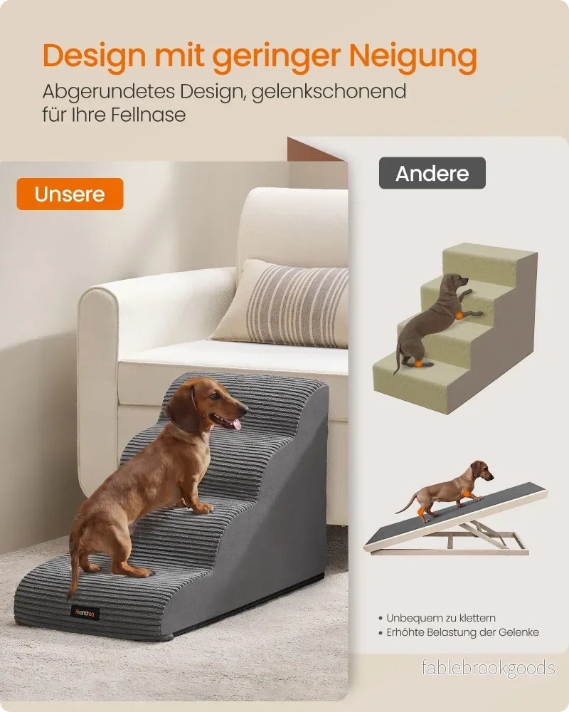 Hondentrap - Met Antislip Treden - Voor Kleine Honden - Leigrijs - 72 x 40 x 50 cm - Bild 3