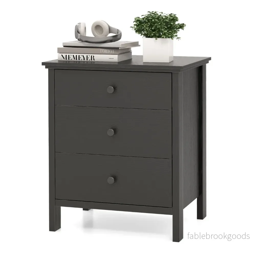 Nattduksbord – med lådor Nattbord för boxsäng – 3 56 x 45 x 66 cm – Svart