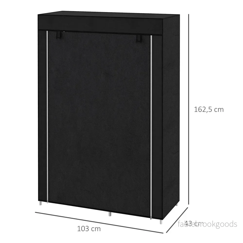 Tygfällbar garderob, 6 fack, svart, 103x43x162,5 cm - Bild 3