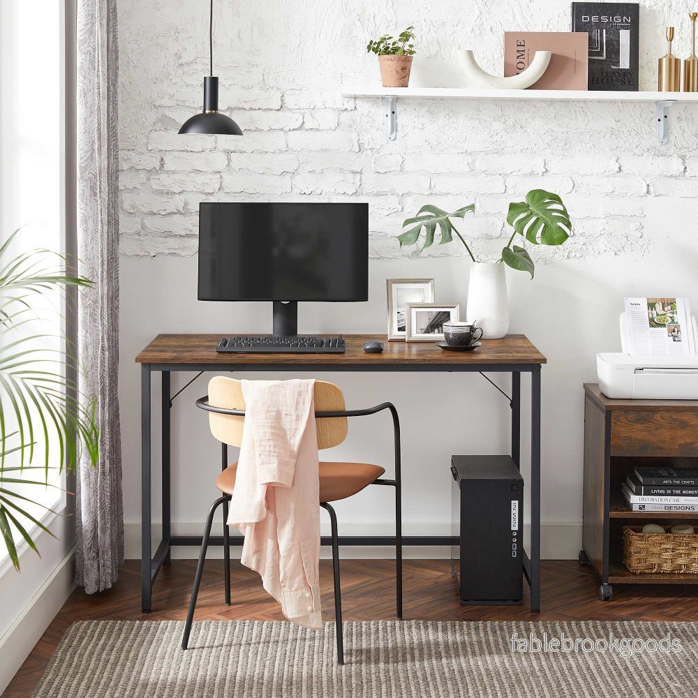 Skrivbord – Kompakt och stabilt – Vintage brunt och svart - Bild 2