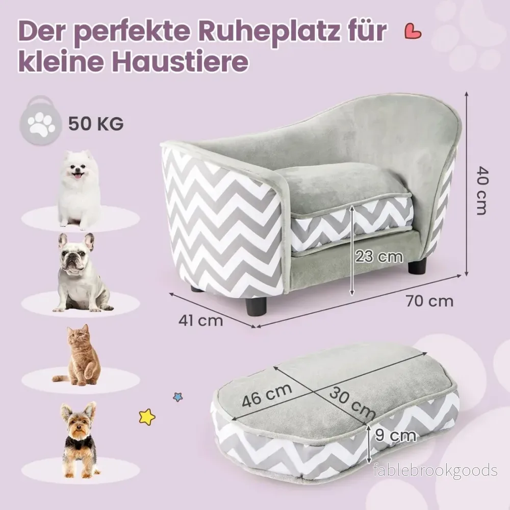 Kattsoffa – med mjukt vadderat kuddöverdrag och tvättbart fodral hundsoffa – Grå - Bild 2