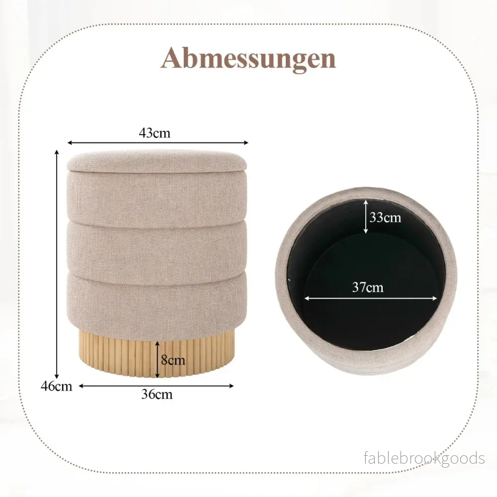 Modern – rund pall med förvaringsutrymme Chenille avtagbart lock – 355 L – Beige - Bild 2