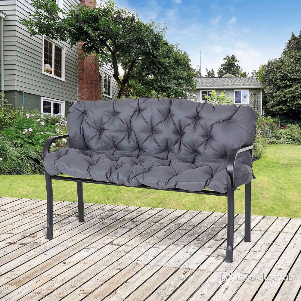 Trädgårdsbänkkuddset, bomull, mörkgrå, 150x98x8 cm - Bild 2