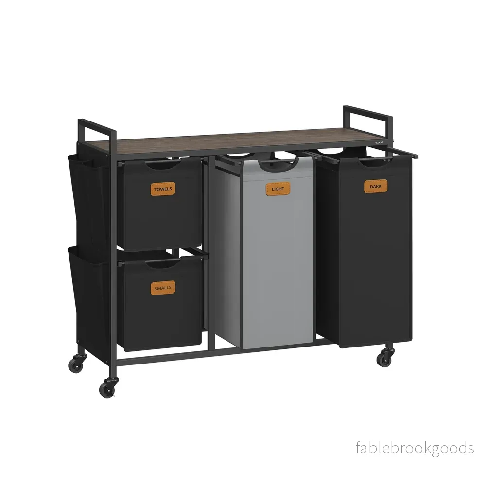 Tvättkorg med 4 fack – Snygg design – Maroon-ink black-duve grå Tvättkorg med 4 fack – Snygg design – Maroon-ink black-duve grå