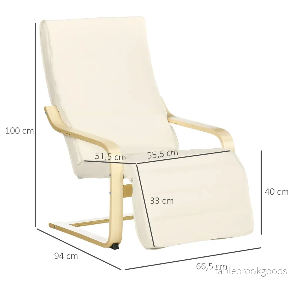 Relaxation Swing Recliner Stol, Justerbart Fotstöd, Cream - Bild 3