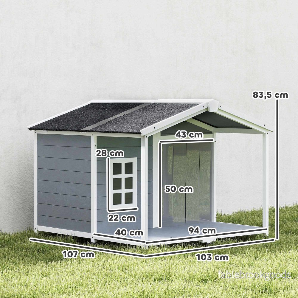 Utomhushundhus med veranda, väderbeständig, lätt att rengöra - Bild 3