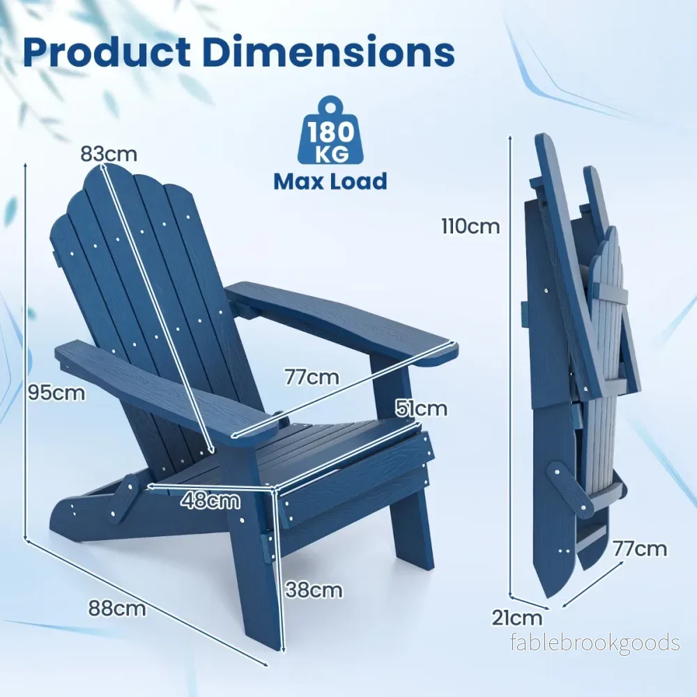 set – Hopfällbar Adirondack stol, väderbeständig – 2 – Marinblå - Bild 2