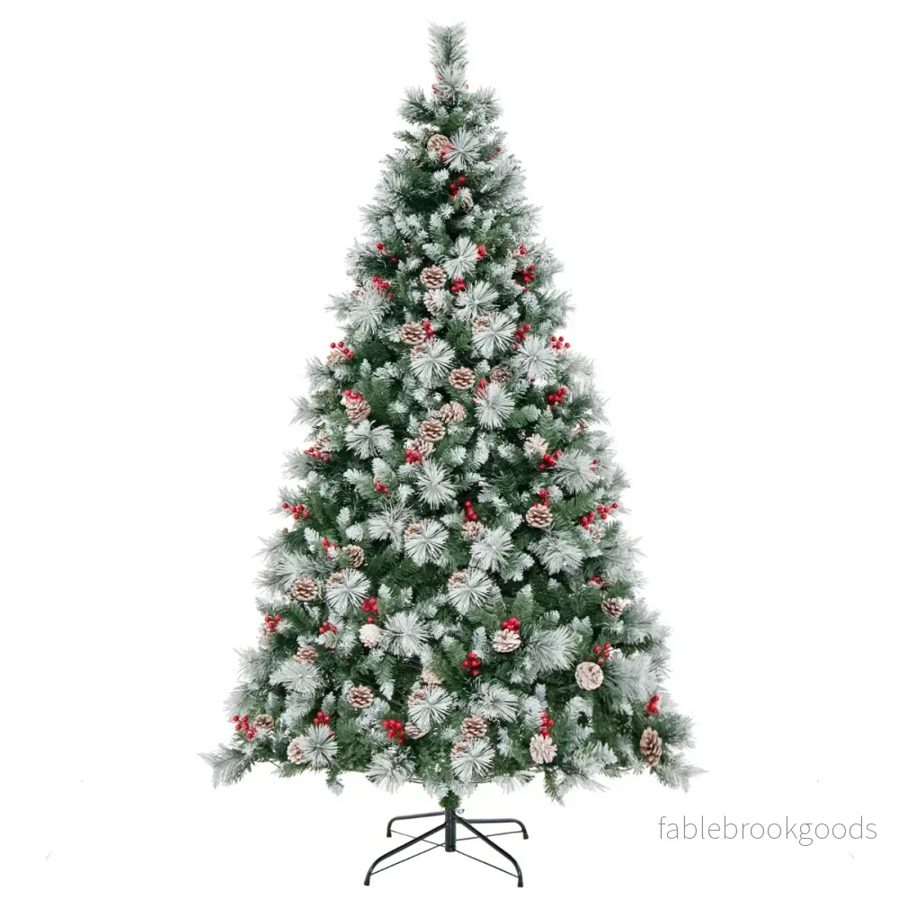 X – Julgran med LED ljus bär + – 215 cm Ø 125 – Grön och vit