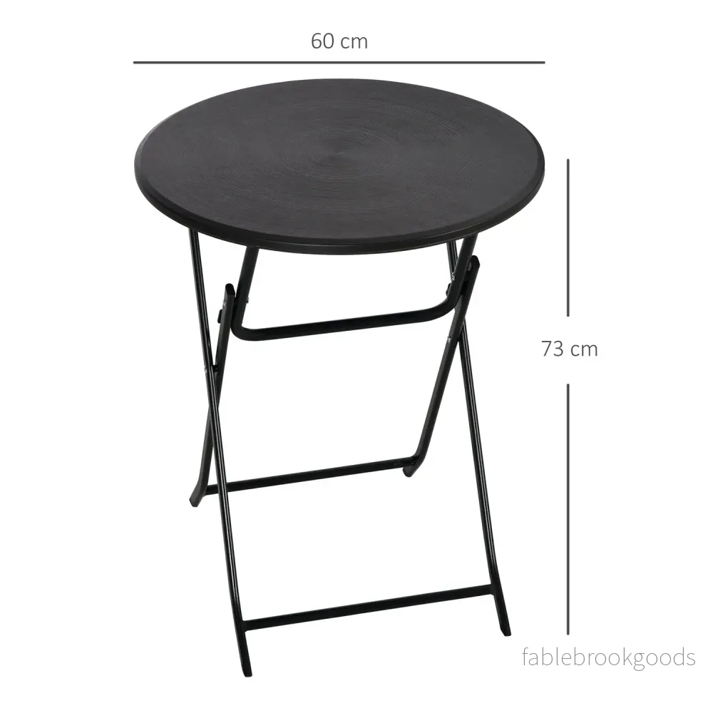 Runt hopfällbart trädgårdsbord – 60 cm, mörkgrå trälook - Bild 3