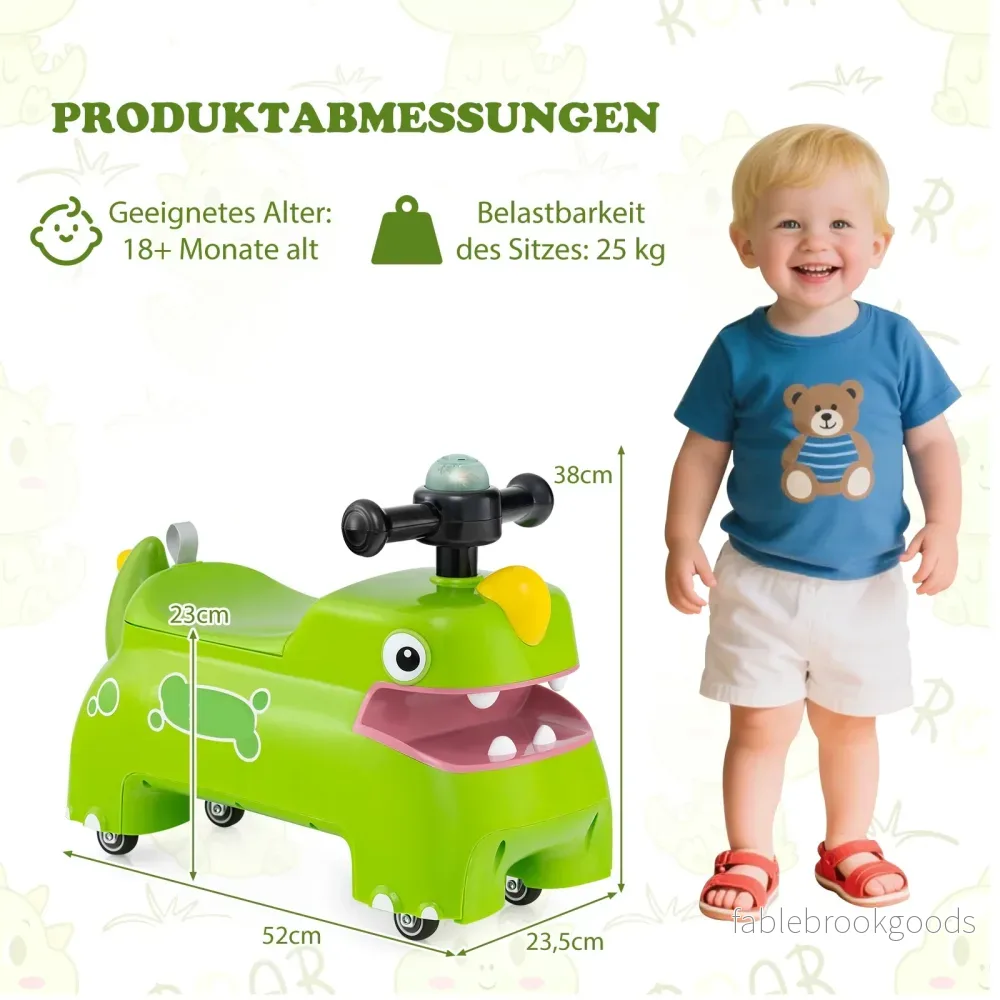 Kleinbarn – sittande leksaksfordon med förvaring under sätet, ljus, musik och horn – Grön - Bild 2