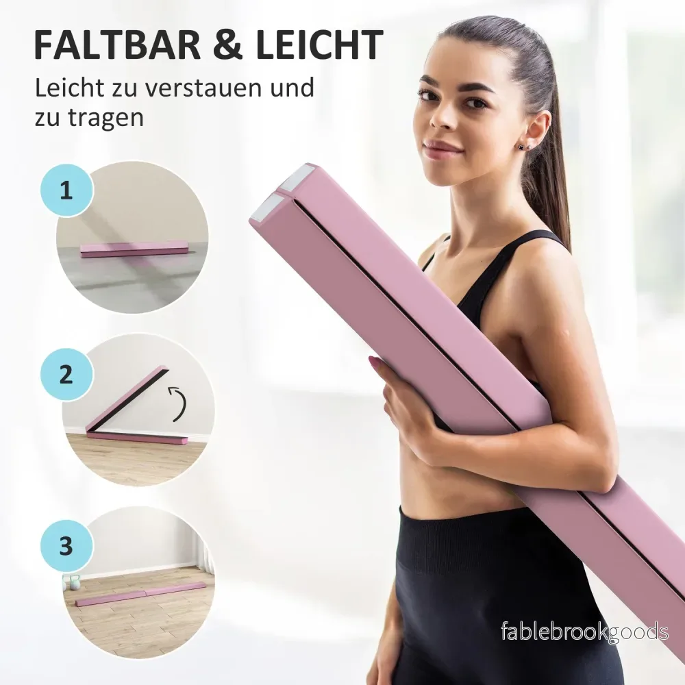 Bärbar 236 cm halkfri rosa gymnastikbalk för barn - Bild 3