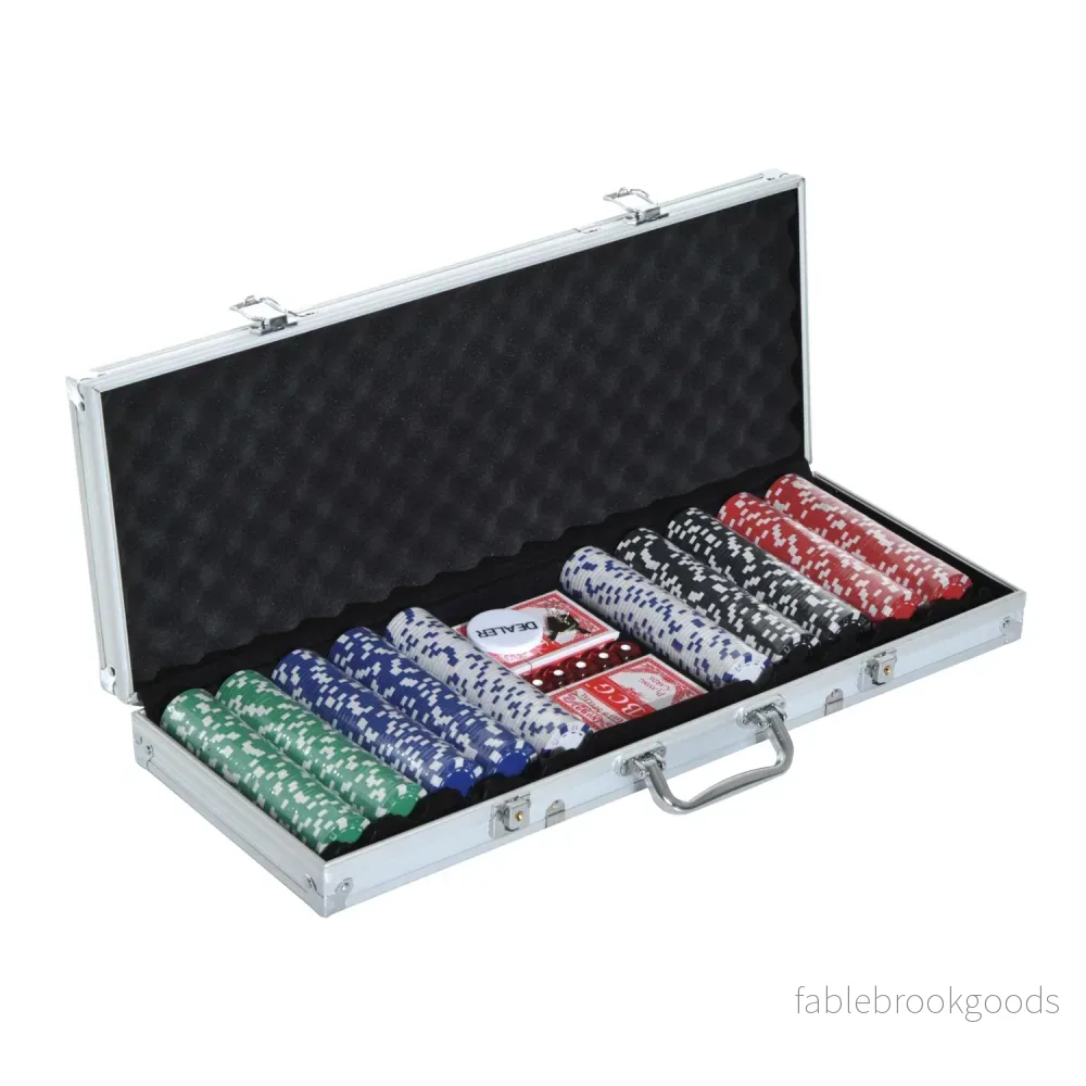 500-delars pokerset med aluminiumfodral och tärningar 500-delars pokerset med aluminiumfodral och tärningar