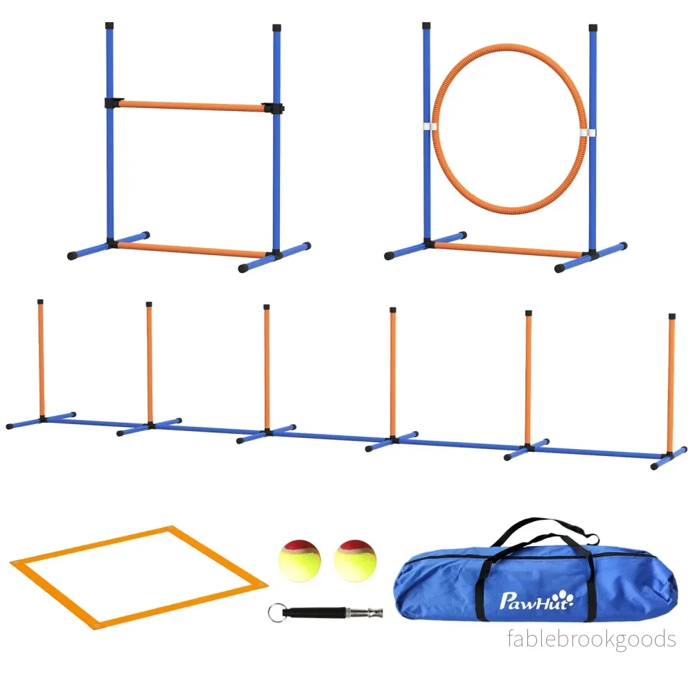 Dog Agility Set – Justerbar häck & hoppring, 4-delad Dog Agility Set – Justerbar häck & hoppring, 4-delad
