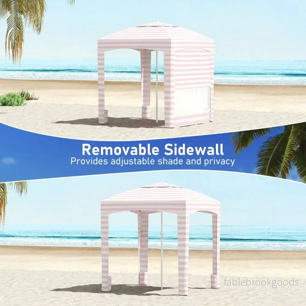 Strandtält, – höjdtjusterbart, med sidovägg, sandkassar och bärväska perfekt för camping – 185 x 185 cm – Rosa - Bild 3