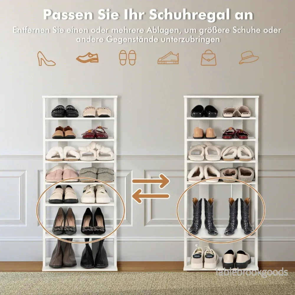 Skoställ – lagers i retrostil – 7 45 x 25 x 110,5 cm – Vit - Bild 3