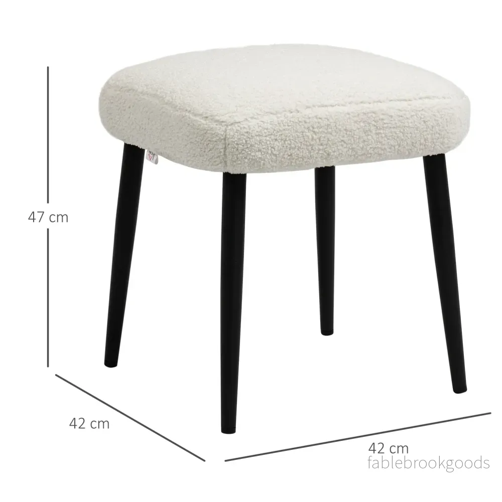 Cream Cashmere-look fotpall med stålben, 42x42x47cm - Bild 3