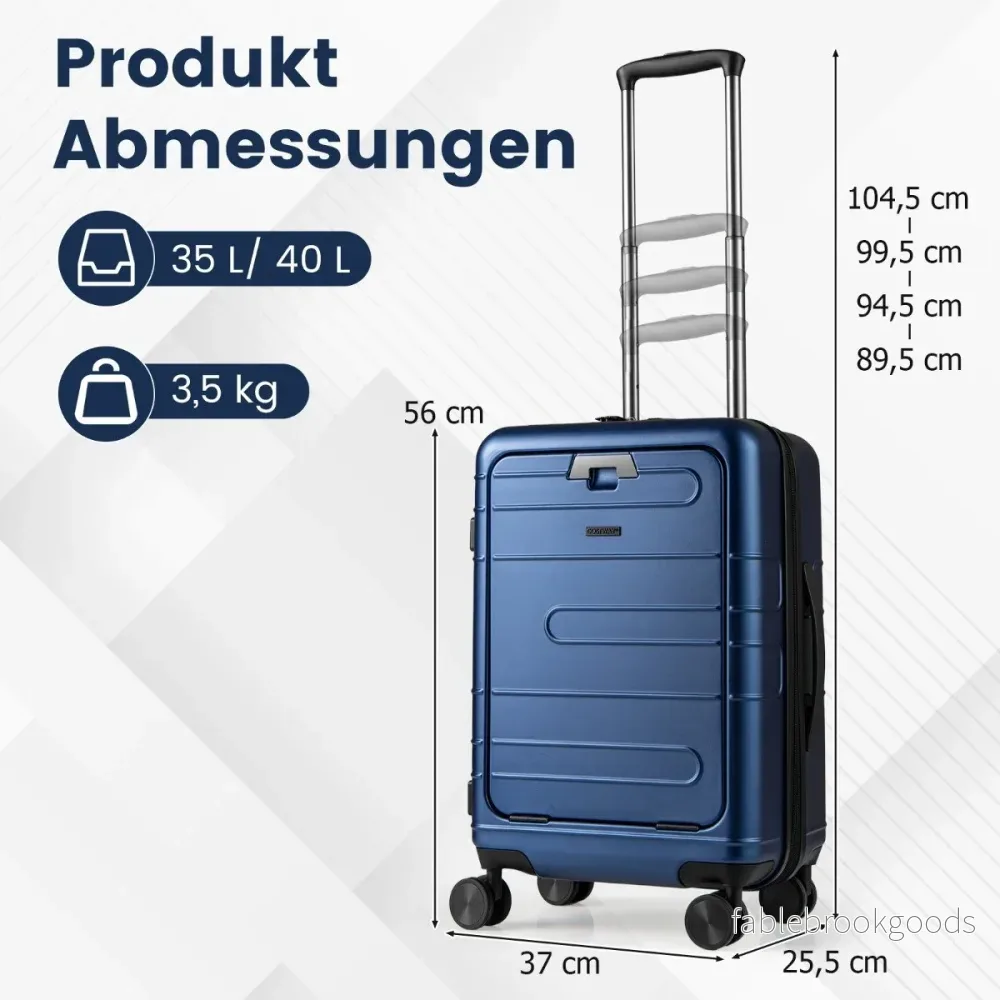 Utbyggbar – resväska lätt PC hårdskalväska tum flygplansgodkänd rullbagage – 20 – Blå - Bild 2