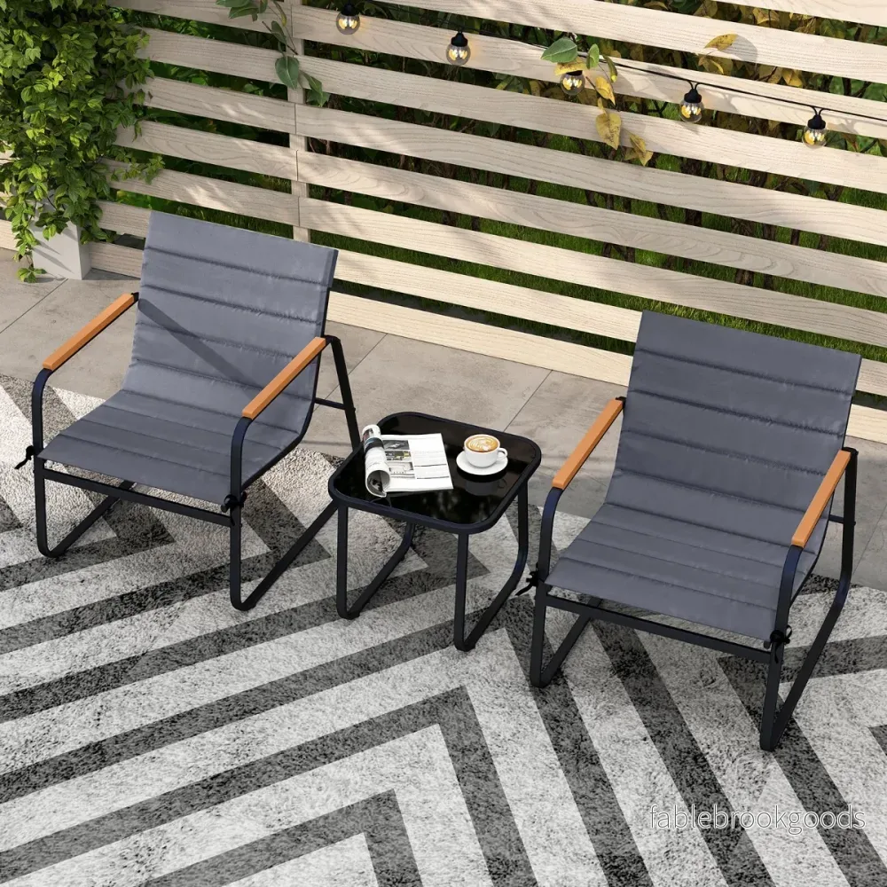 deligt – Bistro set för terrassen Utomhus Samtalsgrupp med Polstret och Glas Soffbord – 3 – Svart - Bild 3