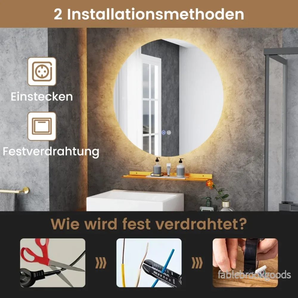 Rund – Badrumsspegel med Belysning och Touch Switch Minnesfunktion Väggspegel – Ø 60 cm – Silver - Bild 2