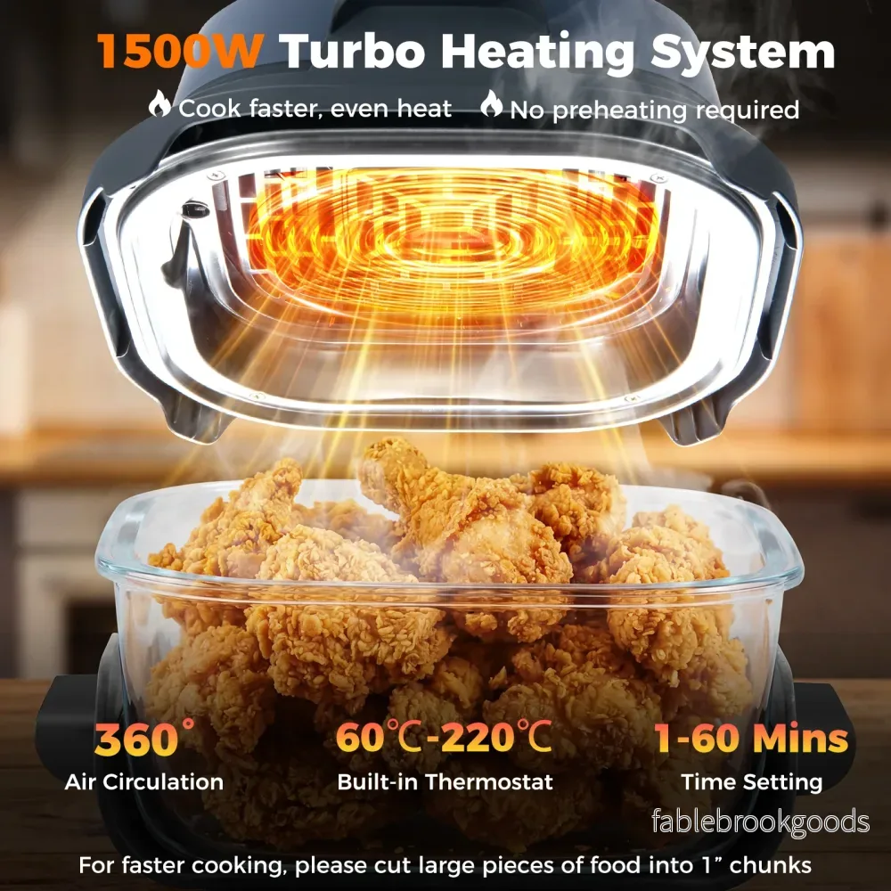 Bärbar – i luftfritös för fritering och bakning glaskärl W – 6 1 4 L 1,7 L 1500 – Blå - Bild 3