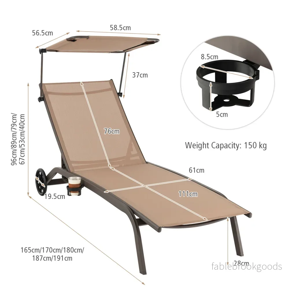 pack – terrassolägen utomhusstol med hjul metallbädd – 2 - Bild 2