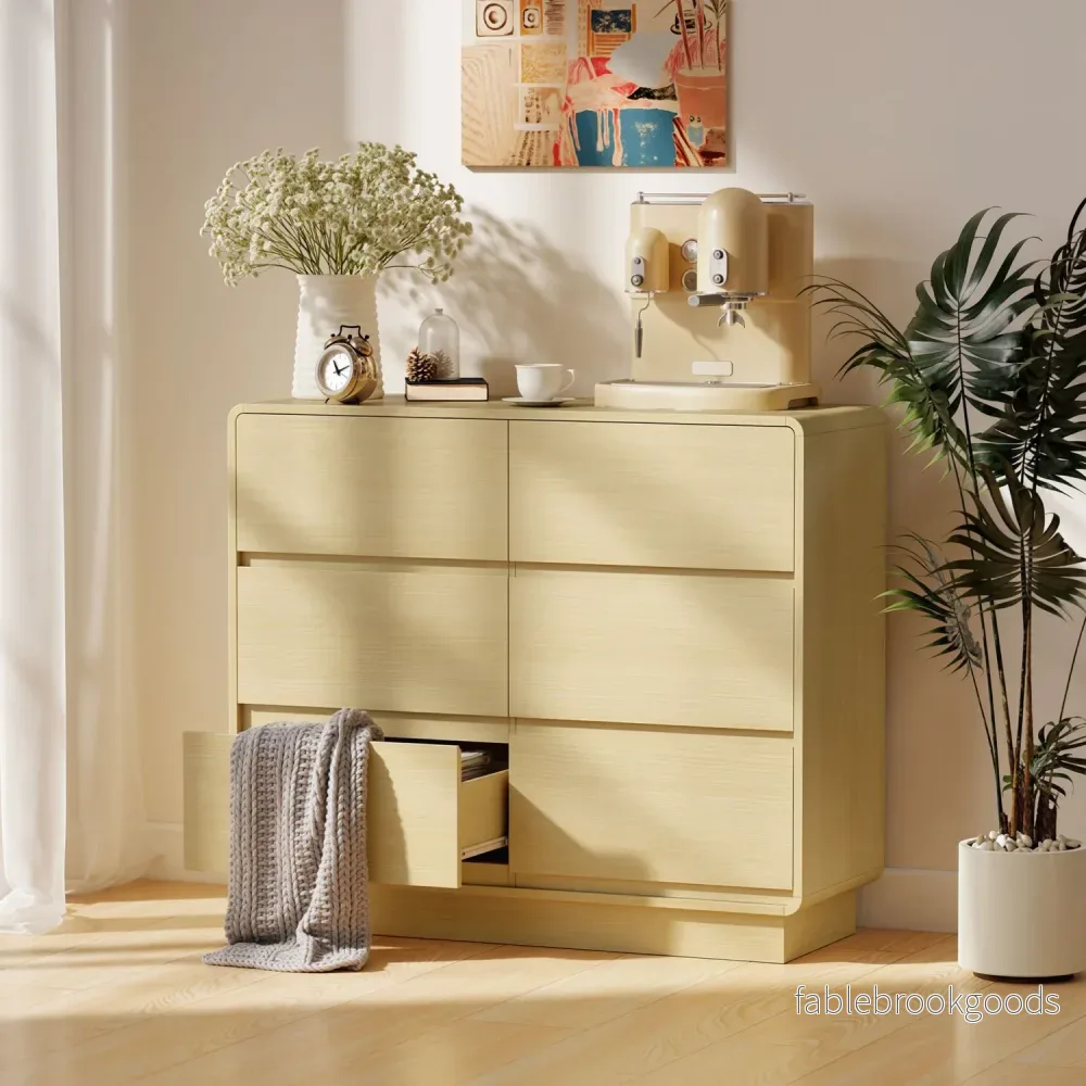 Skänk med 6 lådor, 100 cm, naturträfinish - Bild 2