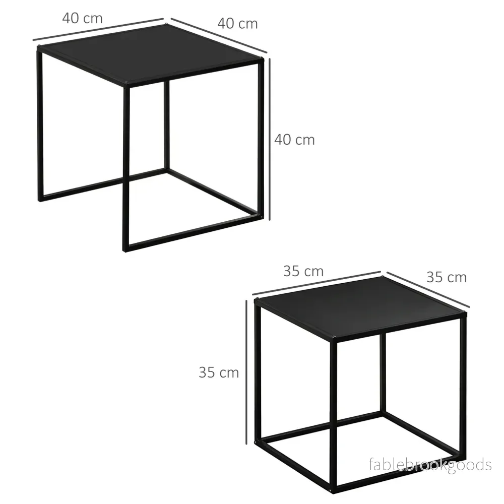 Modernt soffbord set om 2 – Svart stålstomme, 120x59x45Cm - Bild 3