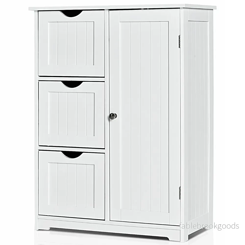 Badrumsskåp – Förvaringsskåp med lådor – 3 60 x 30 x 81 cm – Vit
