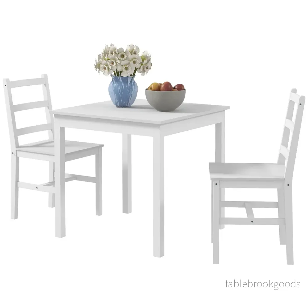 Pine Wood Matbordsset för 2 – vit finish