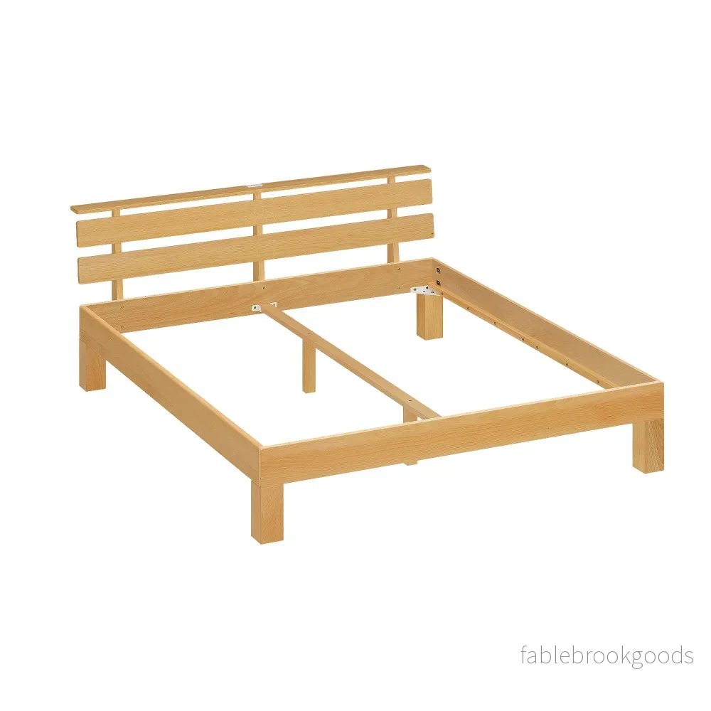 Bedframe - Van Massief Beukenhout - Hoofdbord met LED en USB - Naturel - 221,2 x 164,5 x 78 cm - Bild 2