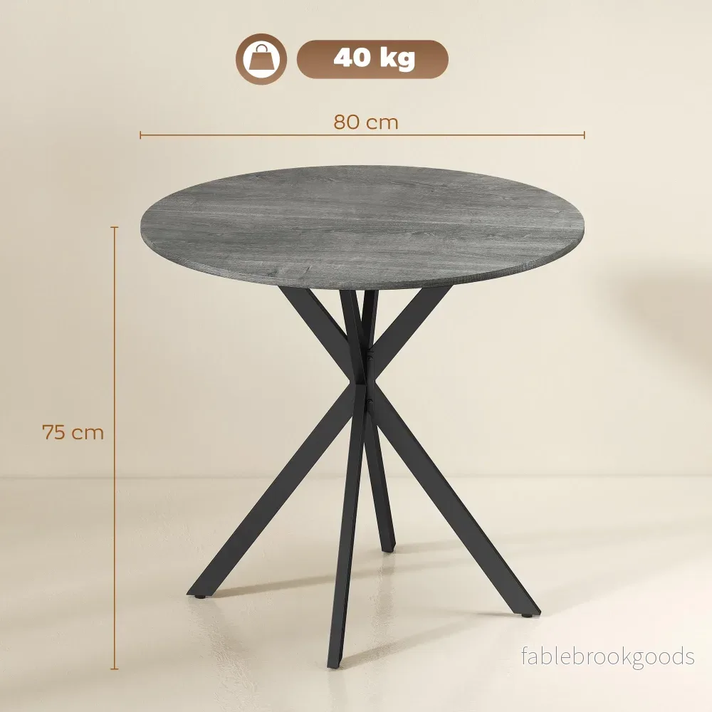 Runt matbord, träliknande yta, 80 cm, stålram - Bild 3