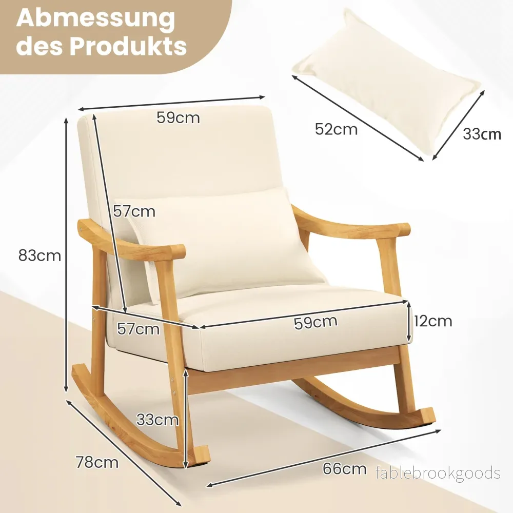 Gungstol – med hög rygg och vadderad sits Modern accentstol – Beige - Bild 2