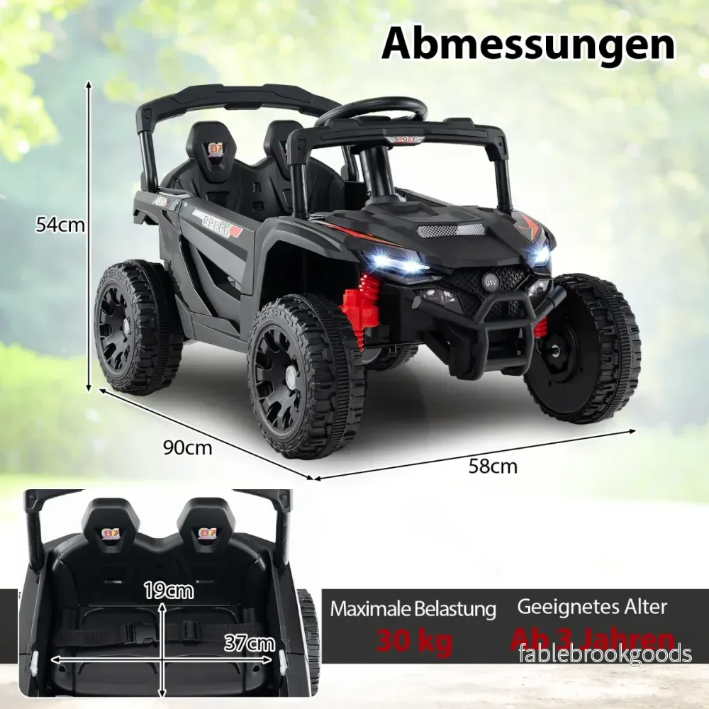 Barn – 12V elbil med fjärrkontroll Elektrisk UTV lastbil – Svart - Bild 2