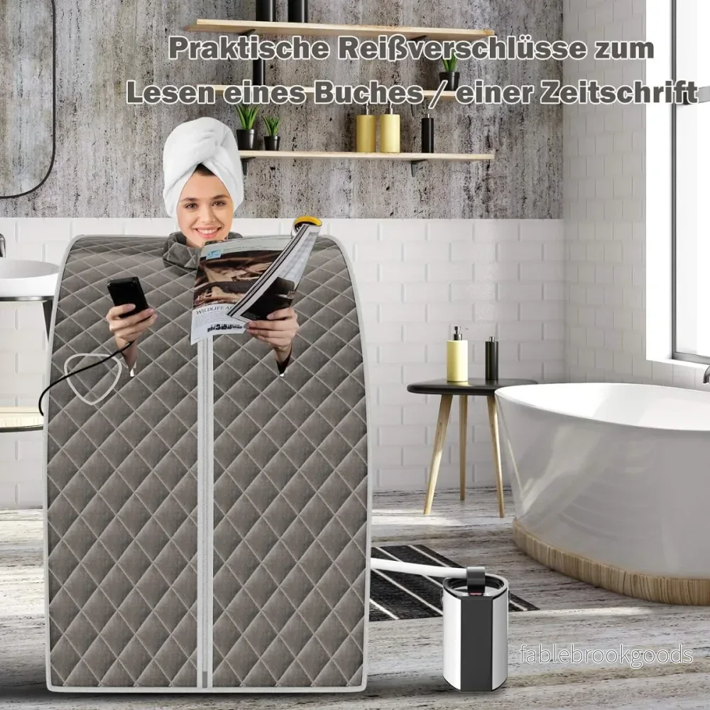 Bärbar – ångbastu 3L 1000W Mini hemmabastu med justerbara temperaturer – 9 78 x 87 x 101 cm – Grå