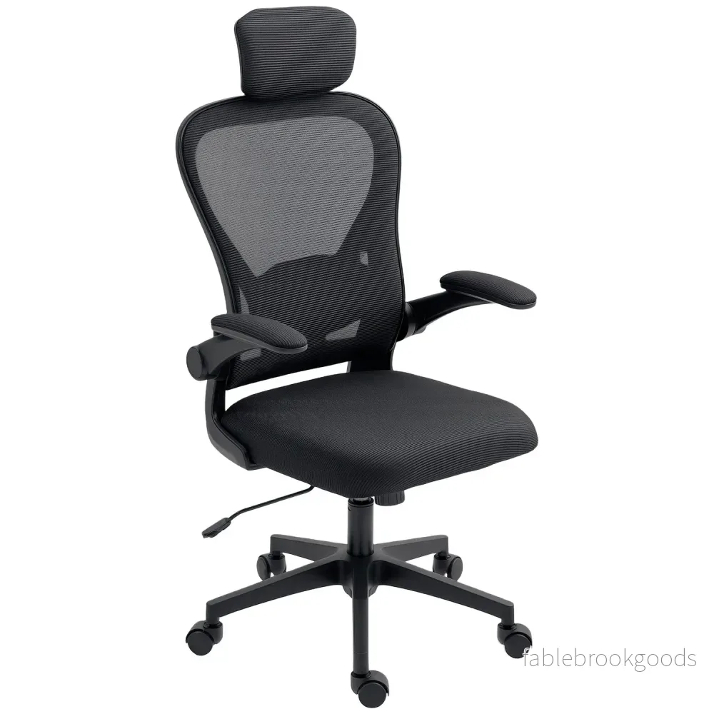 Ergonomisk kontorsstol med justerbart nackstöd och svankstöd