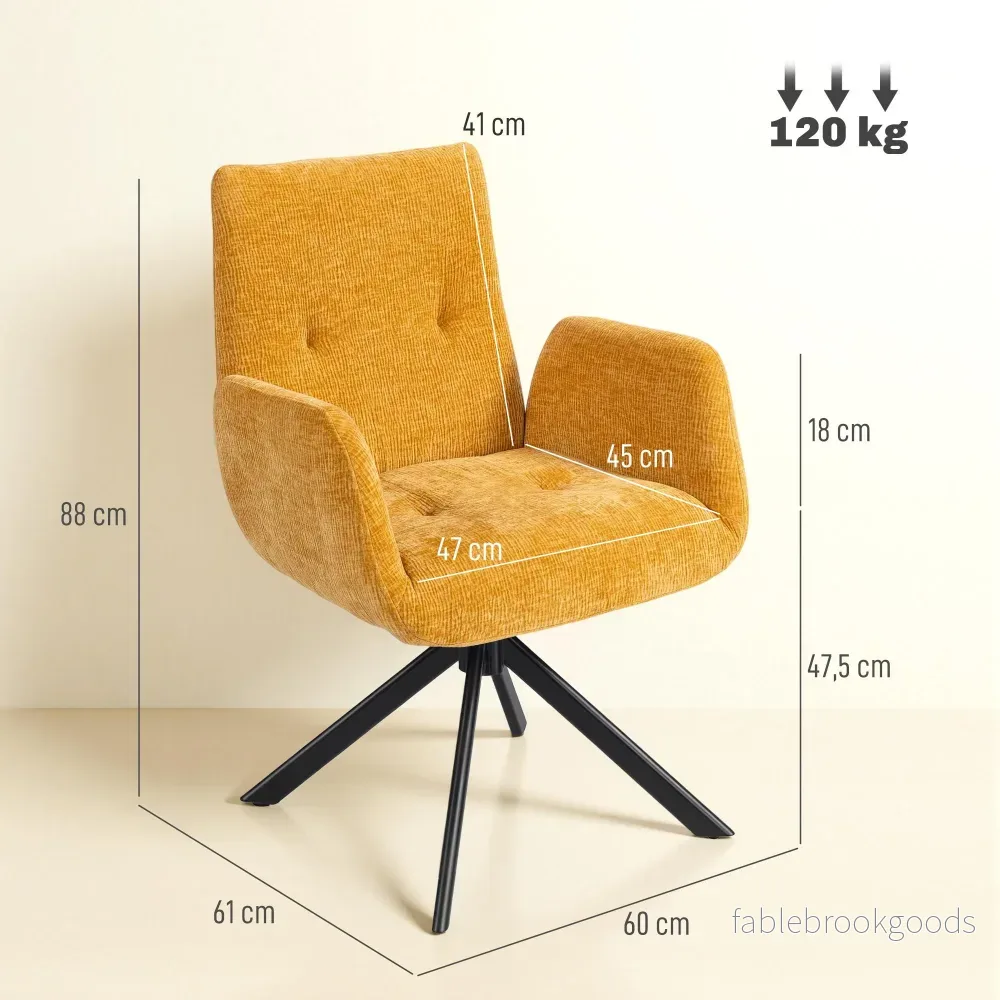 Snurrstol, modern design, gul, 120 kg kapacitet - Bild 3