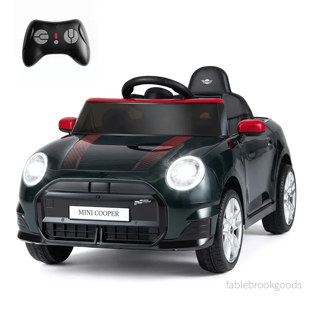 Barnbil – V i BMW Mini design Elbil för med fjärrkontroll LED och Mjukstart – 12