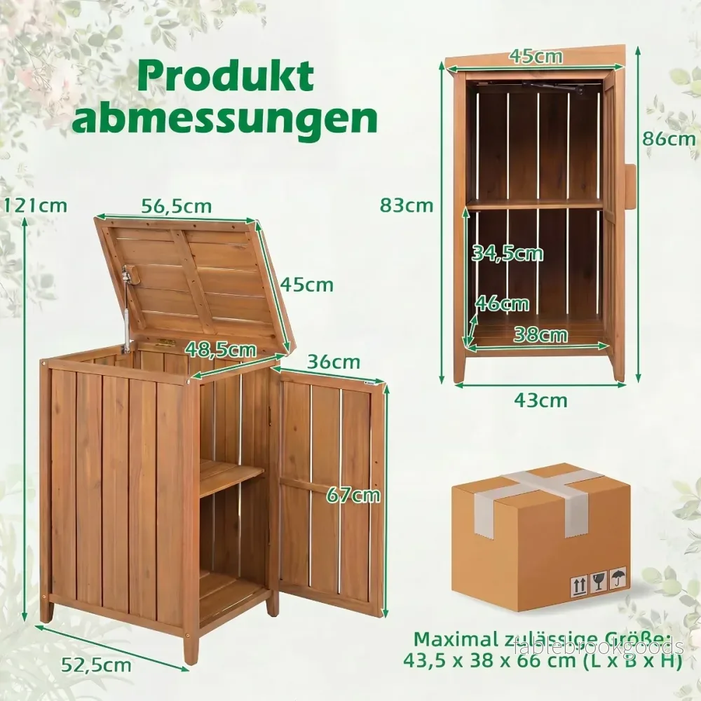 Trä – paketleveranslåda med gasfjäderlock och sidodörr uttagbar innerhylla, paketlåda – Natur - Bild 2