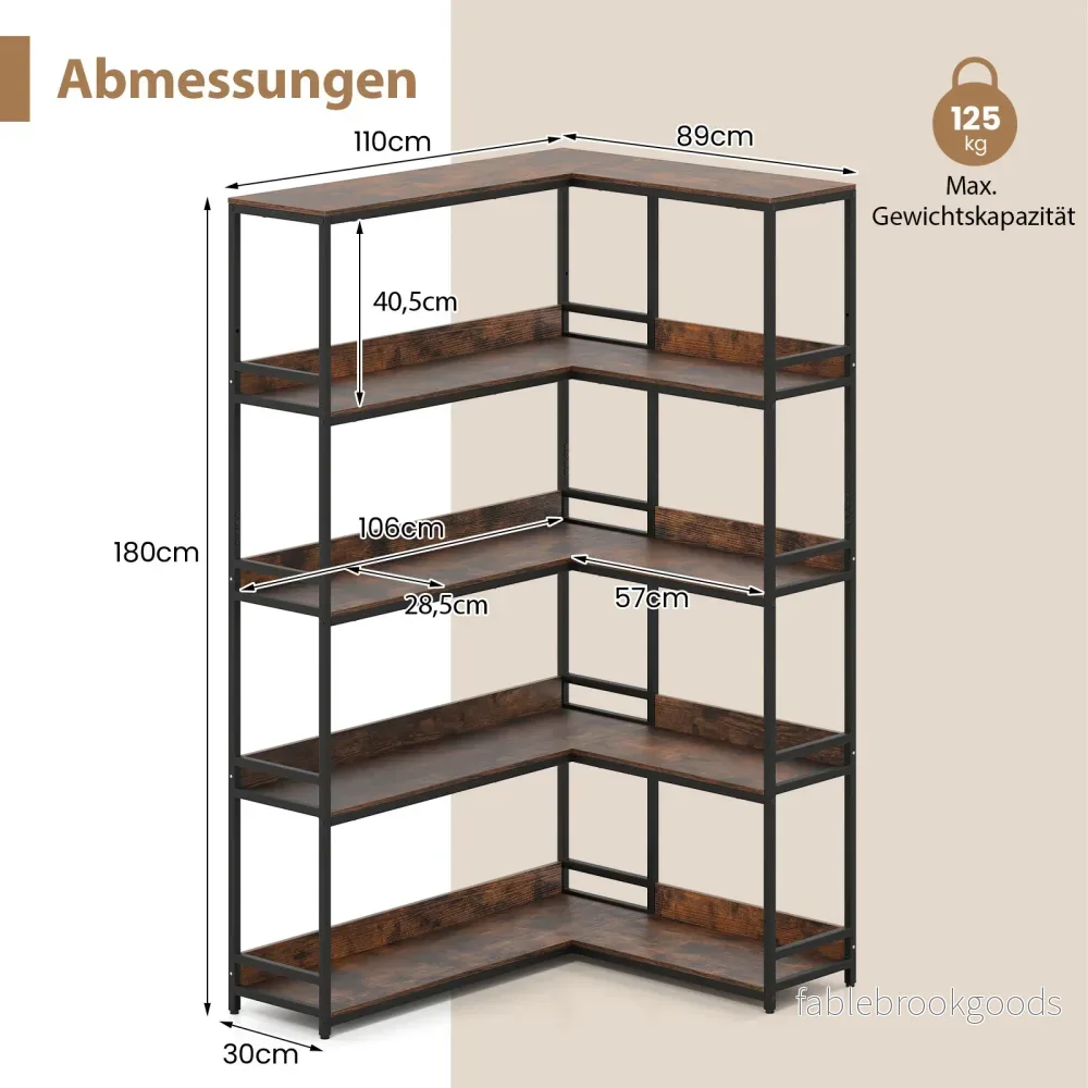 stegs – L format böckerhylla industriell öppen lagershylla – 5 – Rustik brun - Bild 2