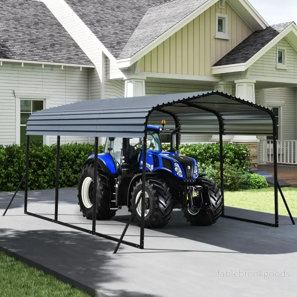 Carport – Tältgarage Vattentätt Bilskydd Lagringstält Partytält – 440 x 300 cm – Svart - Bild 3