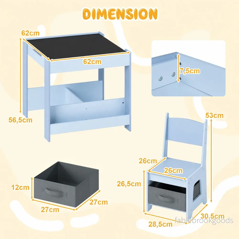 4‑i‑1 – barnbord‑ och stolsset med vändbar bordsskiva bokhyllor - Bild 2