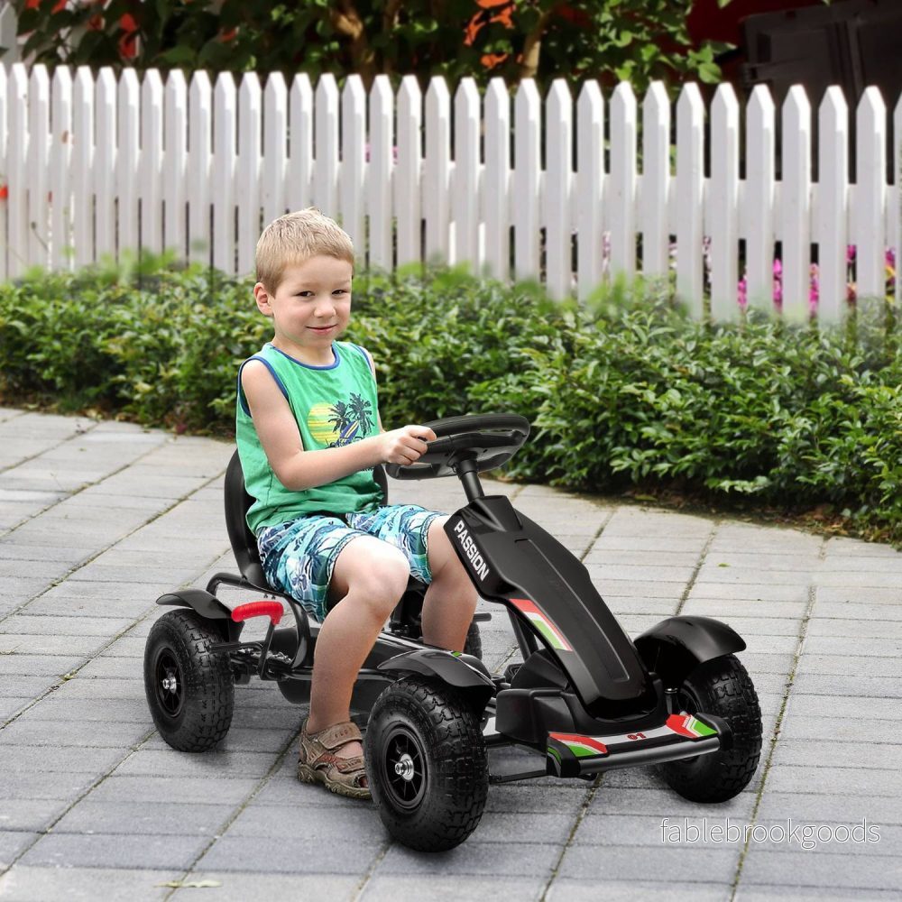 Pedal Go-Kart för barn med handbromsar, justerbart säte, svart - Bild 2