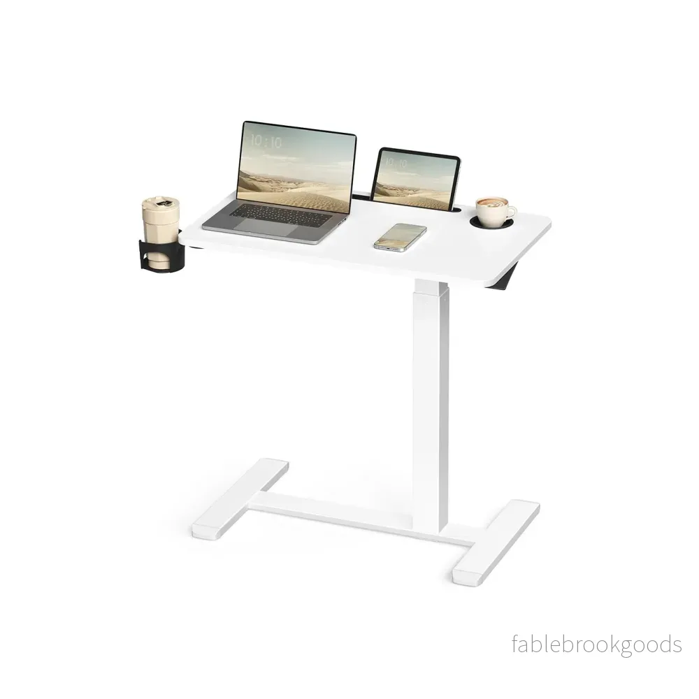 Sidobord – mobil med hjul och mugghållare – Cloud White