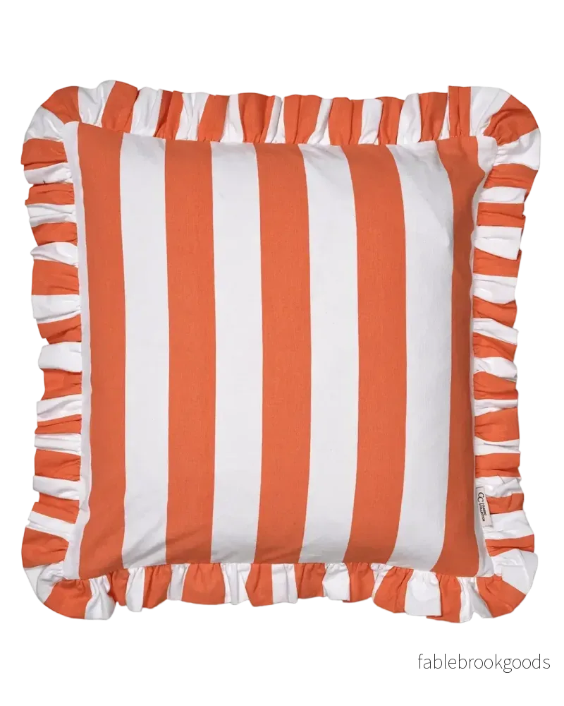 Kuddfodral Ruffle Stripes Korall Kuddfodral Ruffle Stripes Korall