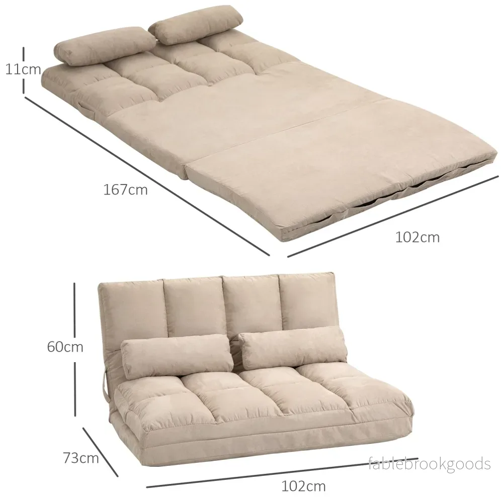 Justerbar Beige Velvet Floor Stolsäng med ryggstöd - Bild 3