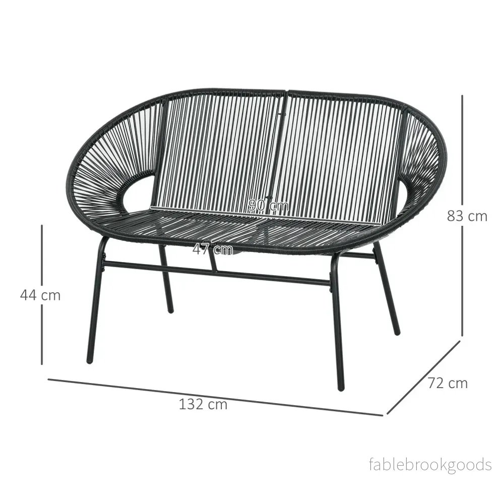 Svart polyrotting 2-sits trädgårdsbänk, 260 kg kapacitet - Bild 3