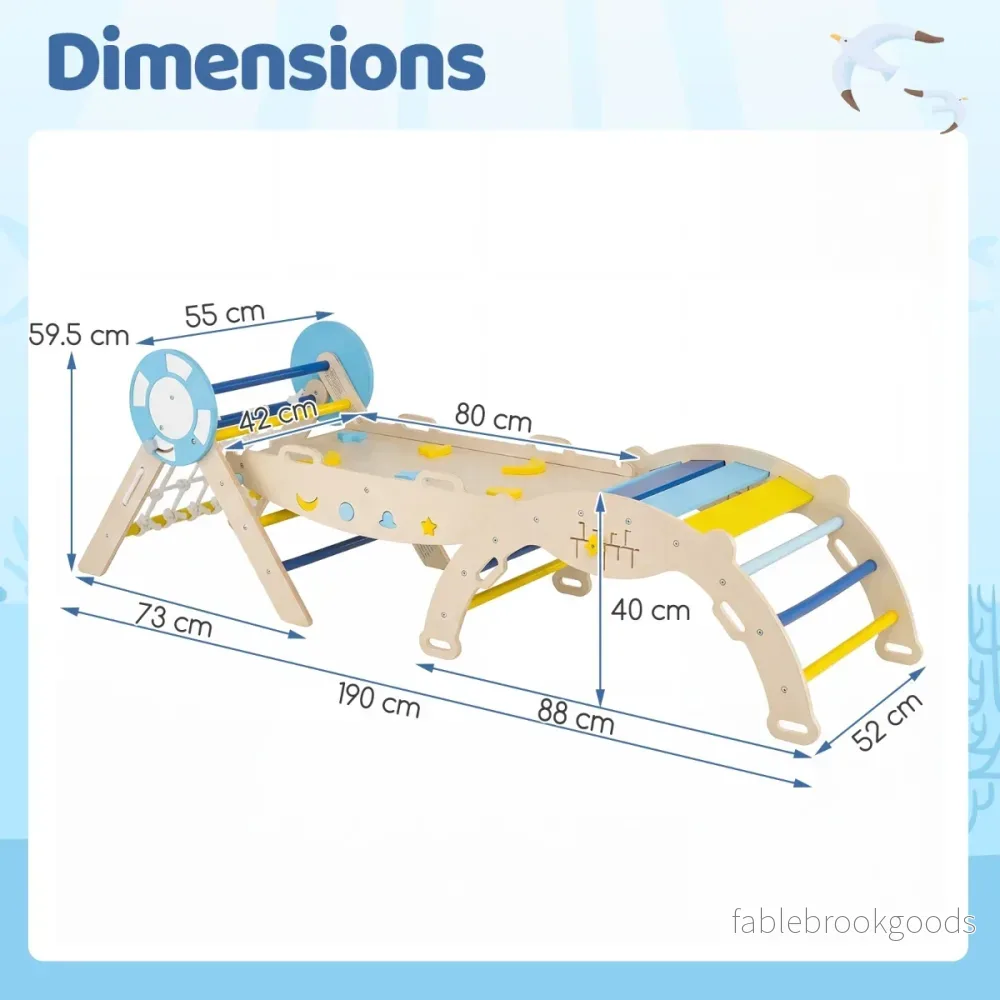 pack – klätterställning Klappabres klättertriangel med rutschkana och klätterbåge Sjöfarare Sprossendreieck – 3 – Blå - Bild 2