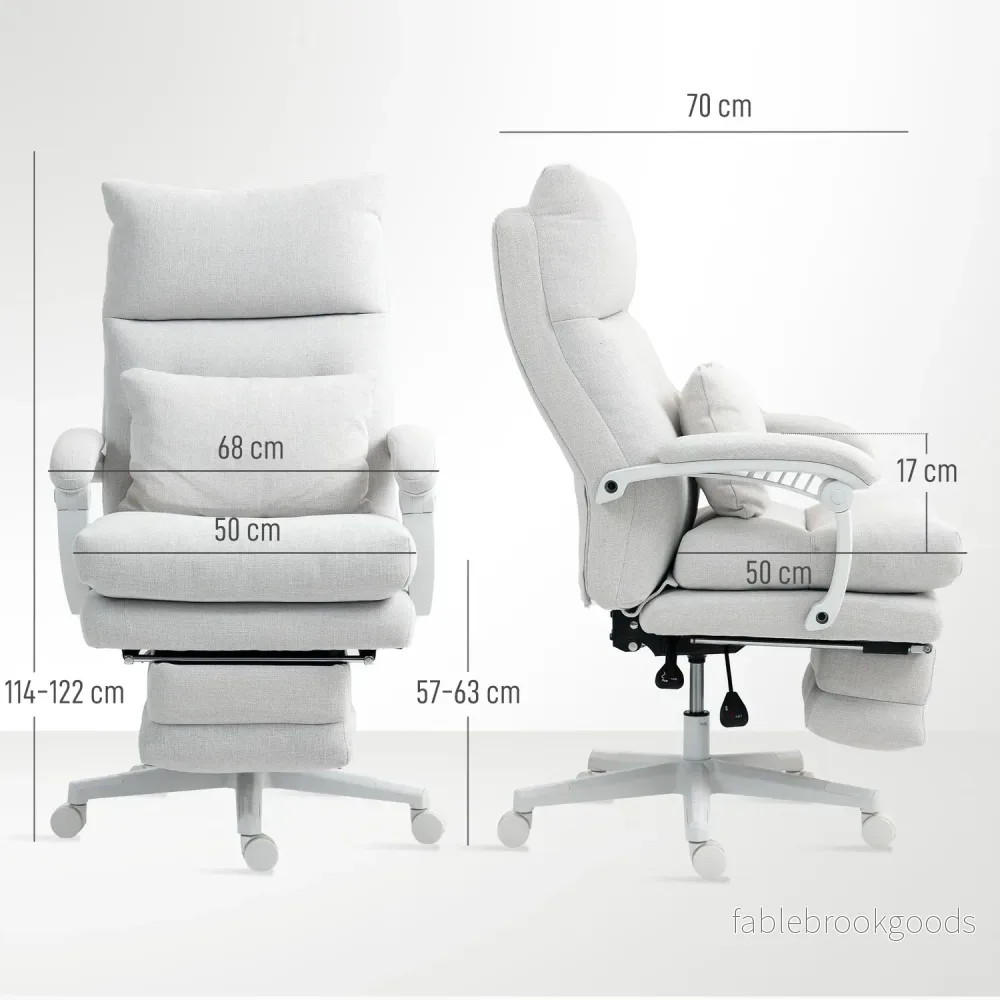 Ergonomisk kontorsstol med svankstöd, linne, kräm - Bild 3