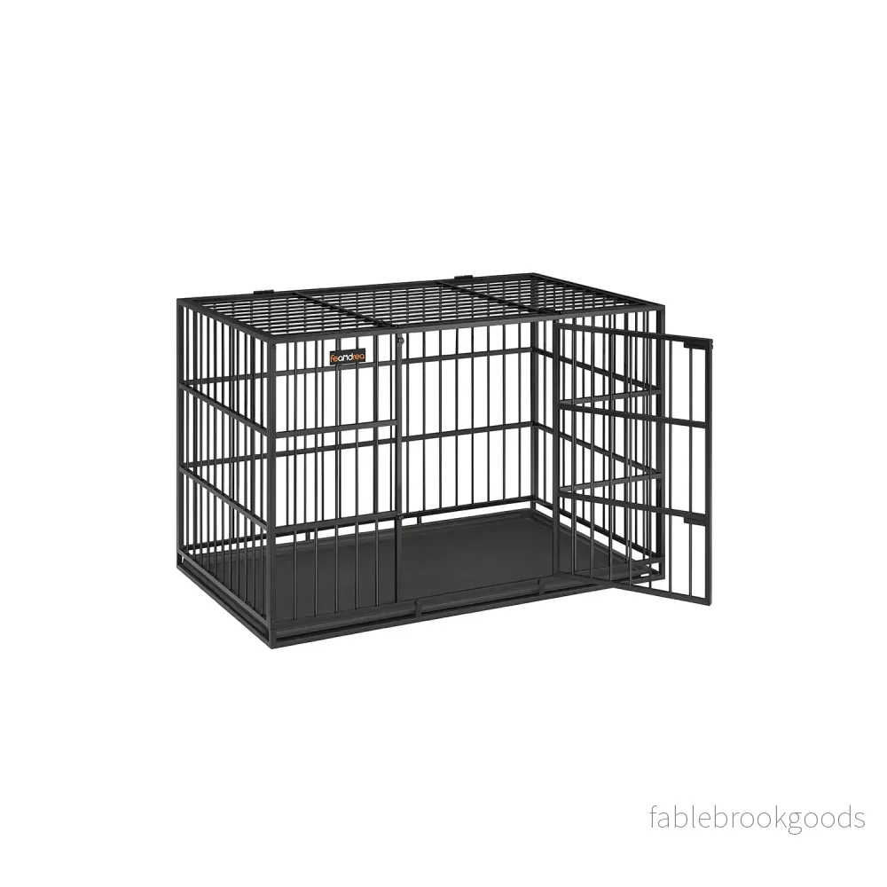 Hundbur – Avtagbar bottenbricka – Stål – Bläcksvart Hundbur – Avtagbar bottenbricka – Stål – Bläcksvart